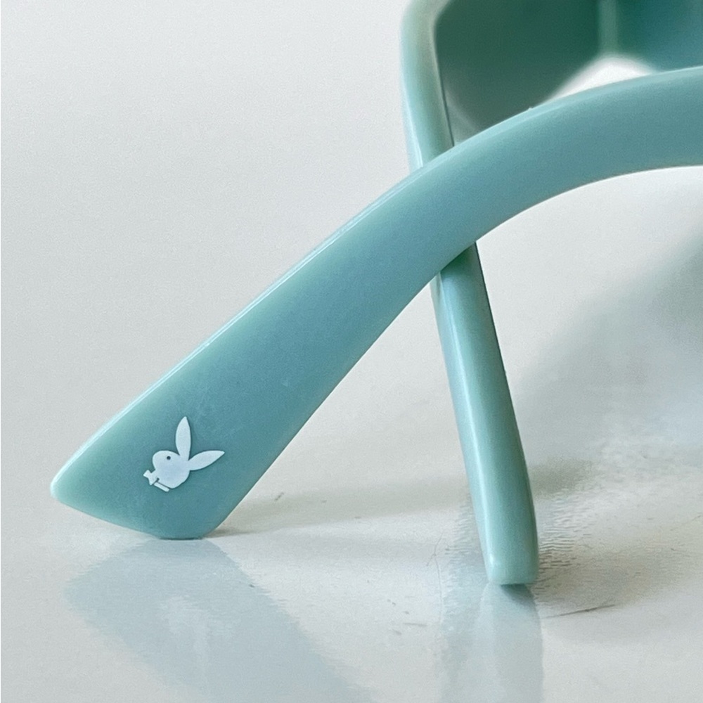 Playboy Y2K Bunny Icon Pastel Blue Sunnies Rectangular Sunglasses - Picture 6 of 8
